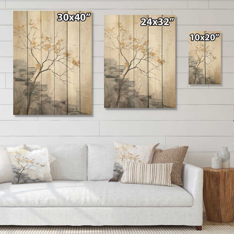Minimalisme, rivière calme, forêt, forêt, art sur bois de pin naturel, H 20 po x l 10 po