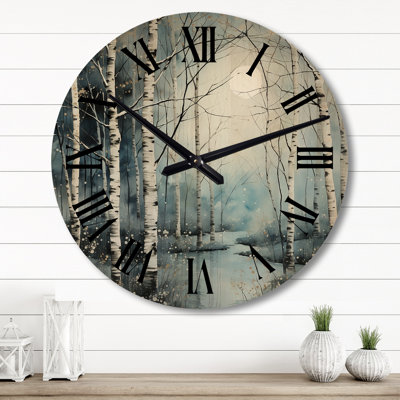 Horloge murale Birch Woods Mystic Moonlight II