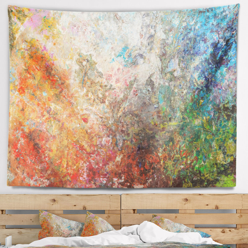 Tapisserie colorée d'art abstrait, H 68 po x l 80 po