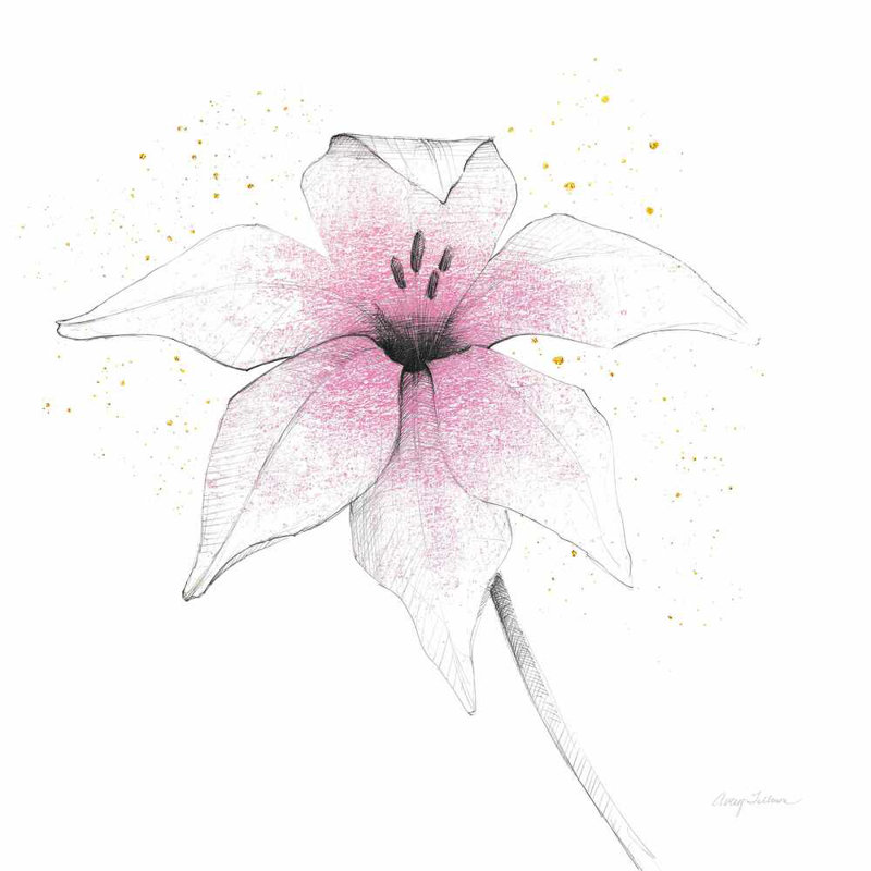 Fleur rose graphite V, H 20 po x l 20 po