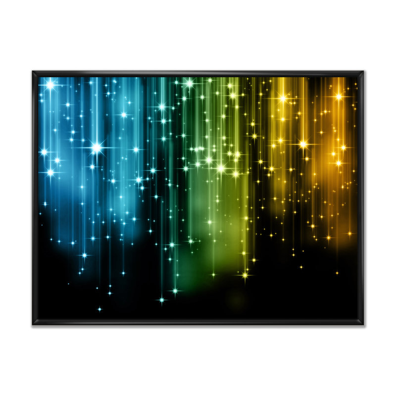«Glowing Lights Matrix Art», reproduction sur toile, H 30 po x l 40 po x P 1,5 po, Cadre flottant noir