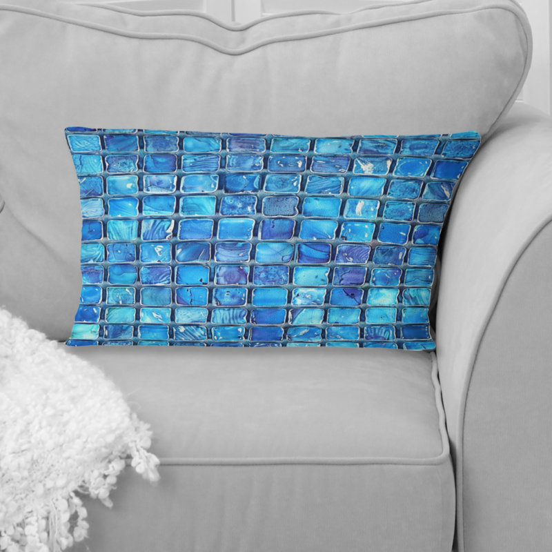 Carreaux de mosaïque bleu moderne I - coussin lombaire moderne