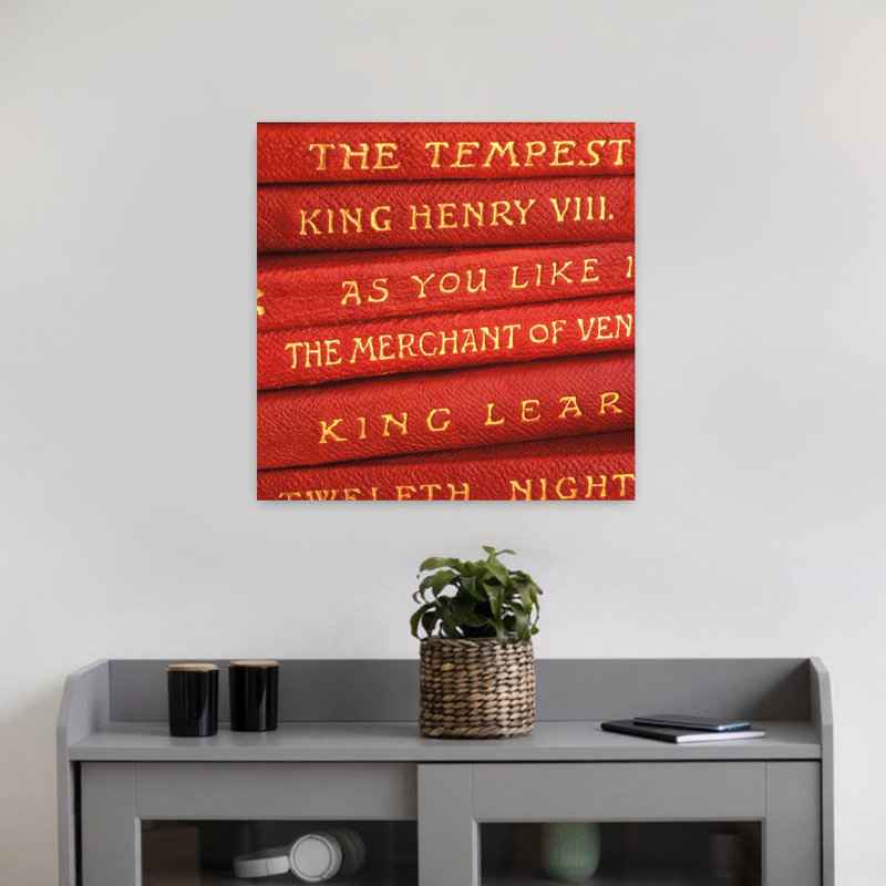 Art rétro Shakespeare II avec livres fermés, H 18 po x l 18 po