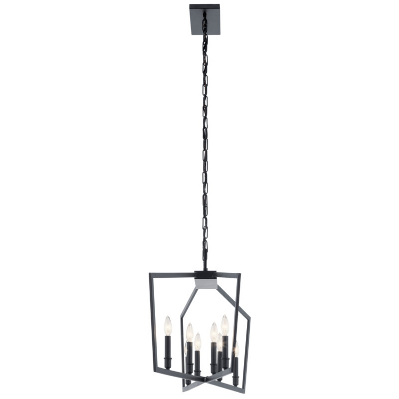 8 - Light Geometric Chandelier, Black