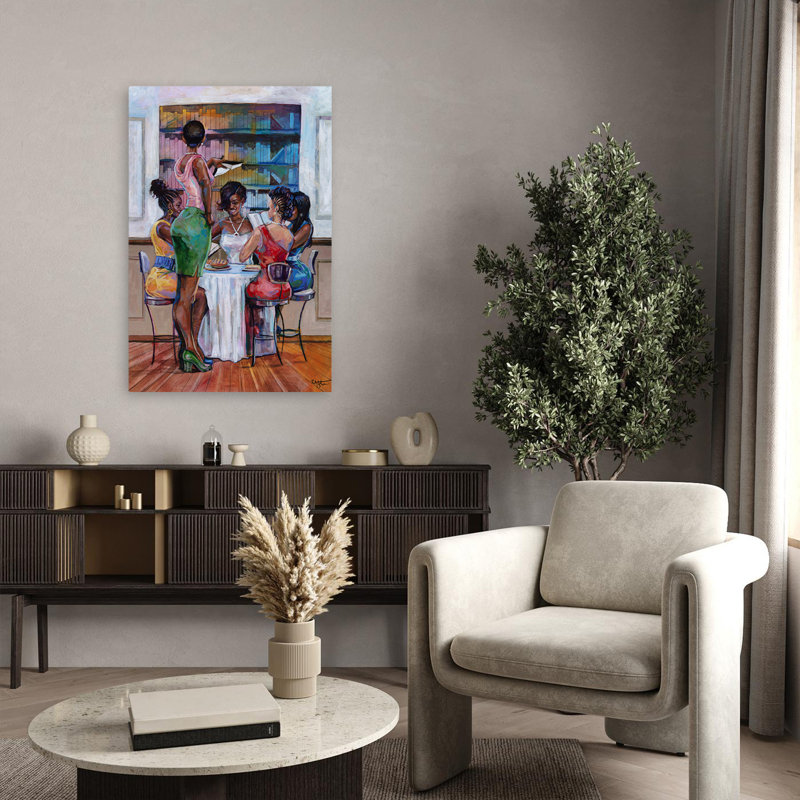 The Book Club III - Art afro-américain figuratif multicentrique, H 36 po x l 24 po