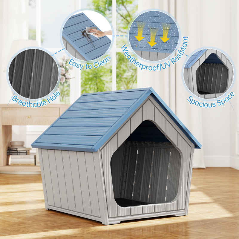 Niche pour animaux pour l'extérieur, chats, lapins, plastique résistant aux intempéries, Bleu