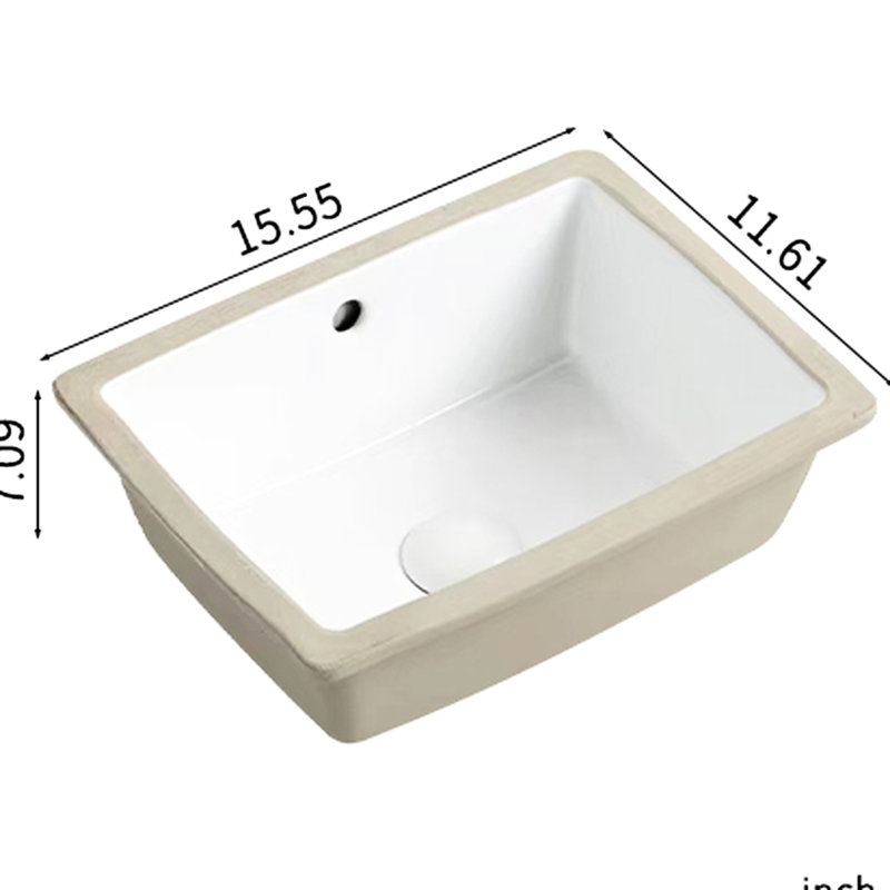 16 Inch Undermount Bathroom Sink, White Porcelain Basin, Withstand Acid And Alkaline, Easy To Clean, 1.77" Drain Hole Rectangle Vanity Sink Inch, Milk White, High - Temperature Fired, Smooth Surface,