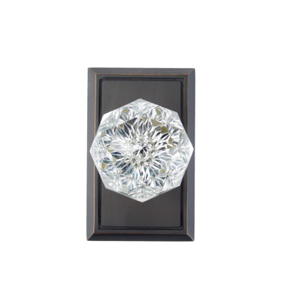 Poignée de passage en cristal Bravura 926-1 sur rosace rectangulaire traditionnelle en bronze huilé