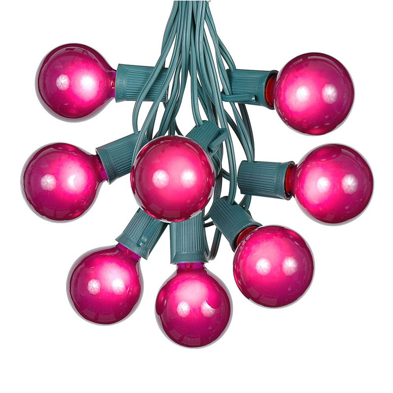 Guirlande de 25 lumières sphériques d'extérieur 25 pi, Mauve, Vert