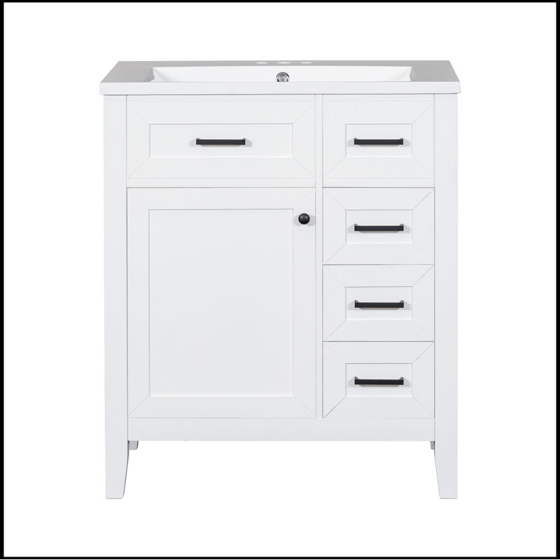 Meuble-lavabo 30 po avec lavabo, armoire de salle de bain avec tiroirs, structure solide et panneau de fibres à densité moyenne