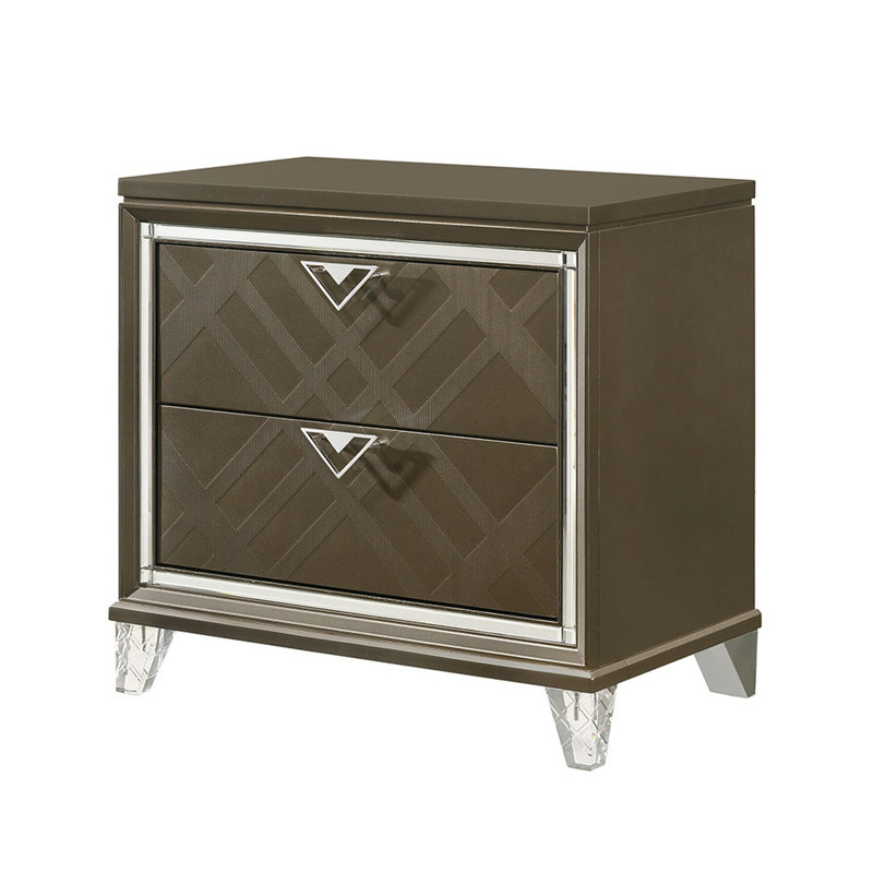 Élégante table de chevet champagne foncé avec élément de fabrication pratique