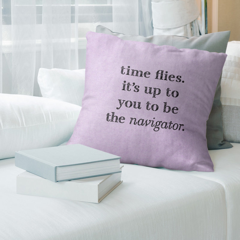 Housse de coussin en lin main time, Mauve / Noir, 18 po x 18 po