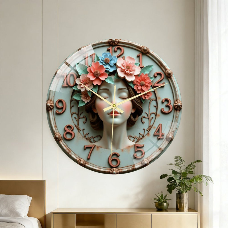 Horloge murale florale