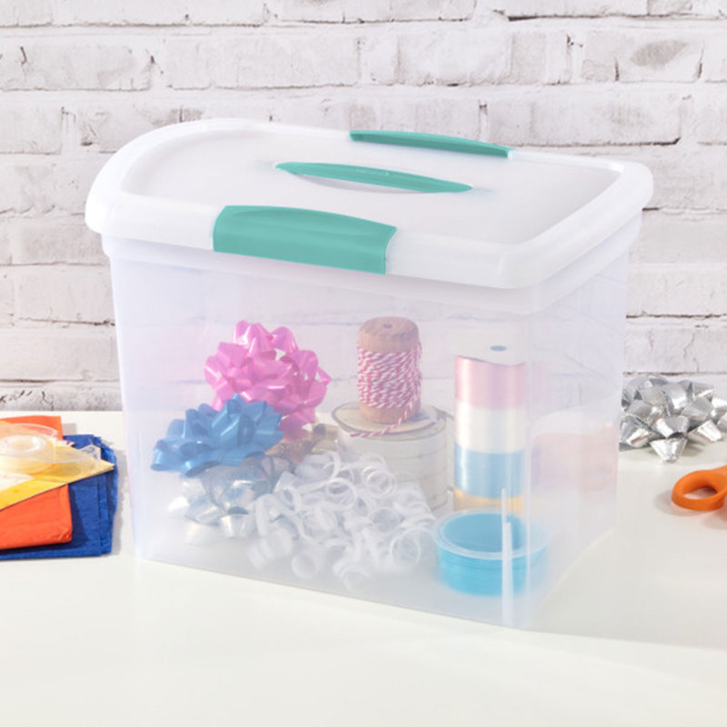 Sterilite Large Nesting ShowOffs Clear File Box w/ Handle and Latches