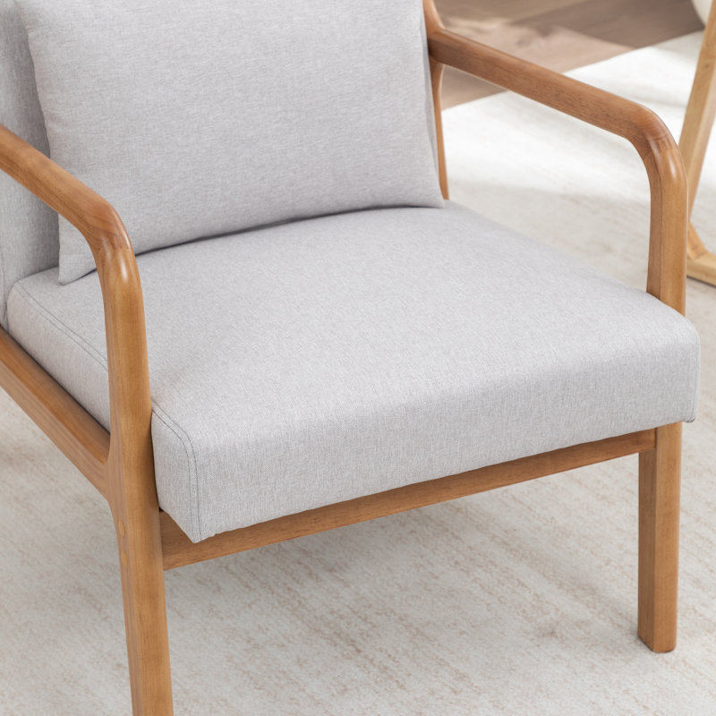 Chaise décorative en bois de style médiéval avec accoudoirs, Gris clair