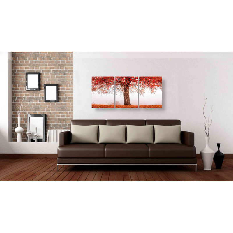 3 piece "Red Falling" Acrylic Wall Art, 42" x 20"