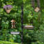 Ensemble de mangeoire à oiseaux, poteau à oiseaux 90 po x 23 po, support à fleurs, ensemble d'accrochage avec mangeoire en métal et bain