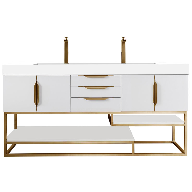 Columbia 72'' W Single Vanity, Dusk Gray, Glossy White, Radiant Gold