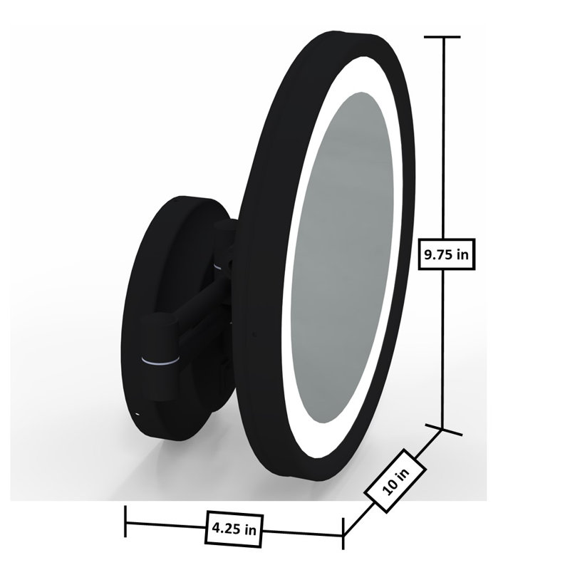 Miroir grossissant lumineux Camrynne, Noir mat
