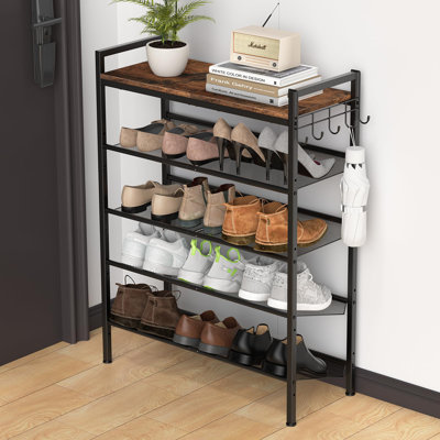 5 Tier Height-Adjustable Metal Shoe Rack