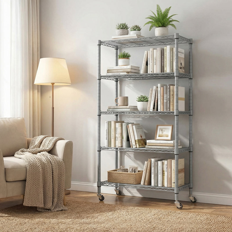 Rayonnage à hauteur réglable Lylla, Argent, H 62,2 po x l 29,92 po x P 13,78 po