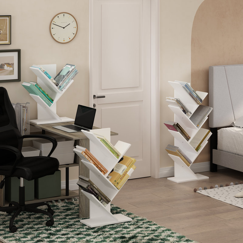 Bibliothèque en bois Korou, Blanc, (5 tablettes) H 30,3 po x l 15,7 po x P 8,4 po