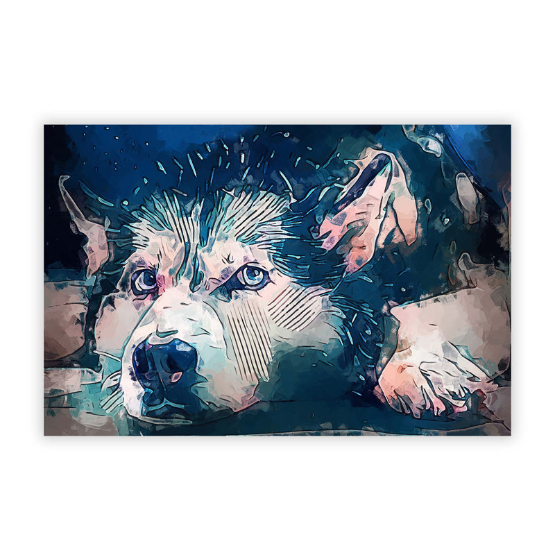 A Husky Dog in Abstract - Wall Art, 59.4cm H x 84.1cm W x 0.1cm D, Unframed Paper
