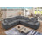 Upholstered Chenille 6 Piece Modular Sectional Sofa With 2 Cup Holders & Wireless Charging & Storage-1453107163