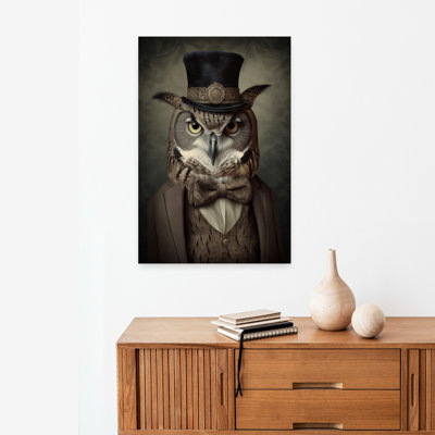 Contemporary Art Retro Vintage Owl Forest Art