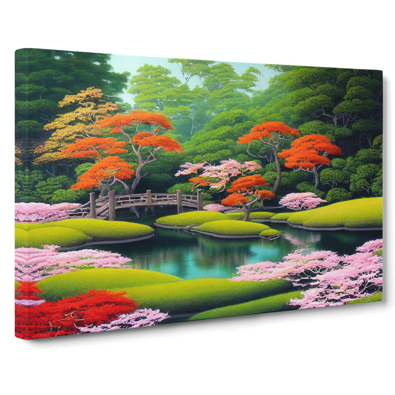 Japanese Garden Pond - Wrapped Canvas Print, 50cm H x 76cm W x 3cm D