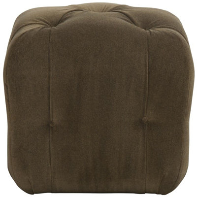 Glen Haven By Thom Filicia Square Boucle and Velvet Tufted Pouffe