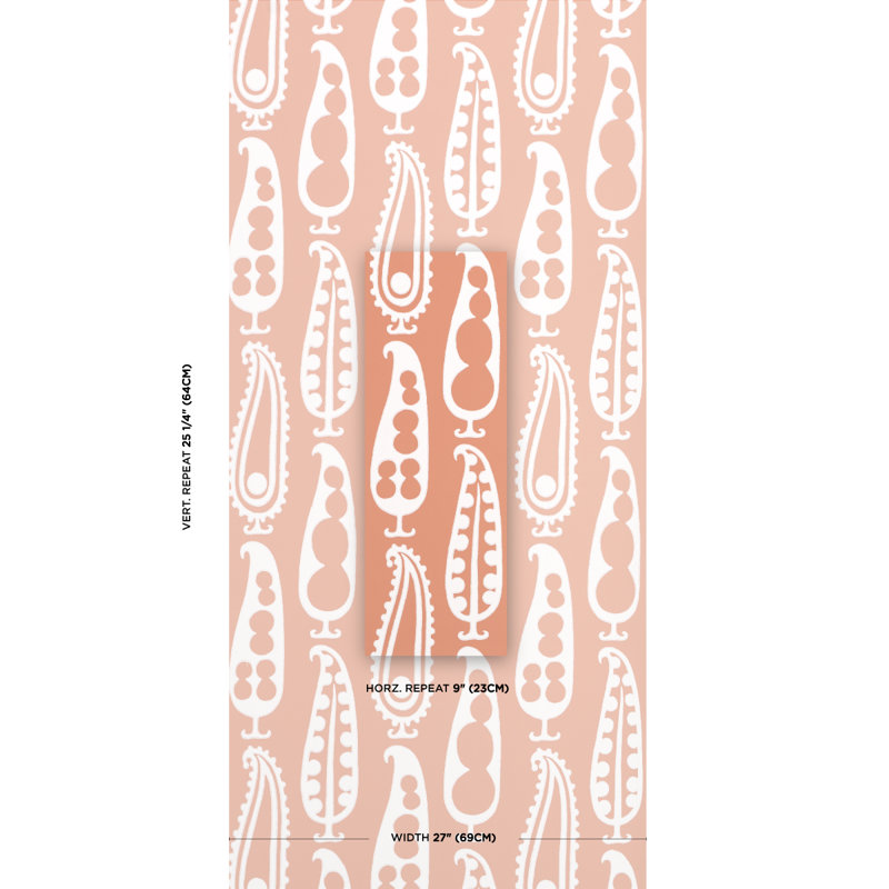 Schumacher x Drusus Tabor Paisley Peas Wallpaper, Terracotta