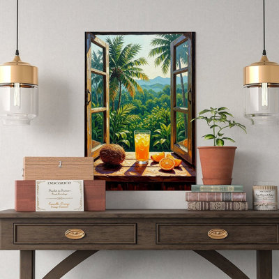 Canvas Wall Art Costa Rica Window Poster, Jungle Rain Decor-2 Vintage Poster Print Home Decor