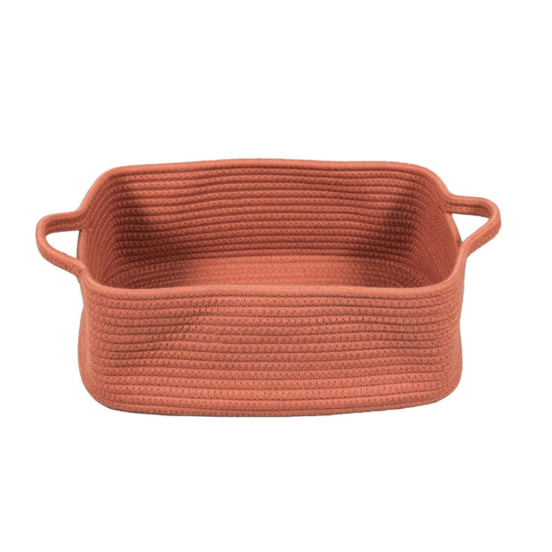 Woven Cotton Rope Storage Basket With Handles For Organizing Shelves Closet  Cat Dog Pet Toy Baskets Box Bin Decorative Rectangle Baby Nursery Basket Gift Basket Empty