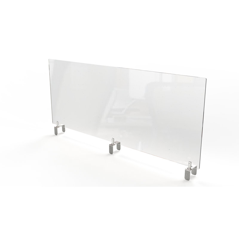 Panneau d’intimité de bureau transparent à 1 panneau Gand, H 30 po x l 48 po, Collier de serrage