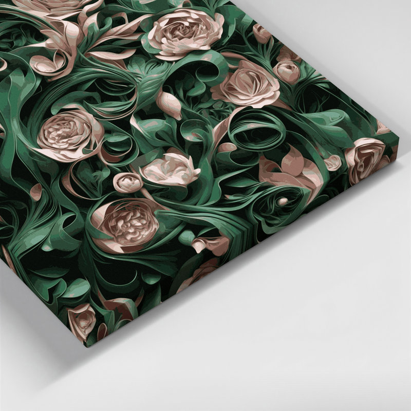 «Abstract Florals 83», art mural sur toile verte, H 8 po x l 8 po
