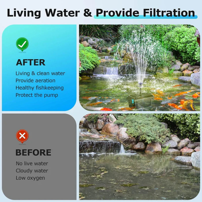 12W Solar Pond Filter Fountain Pump