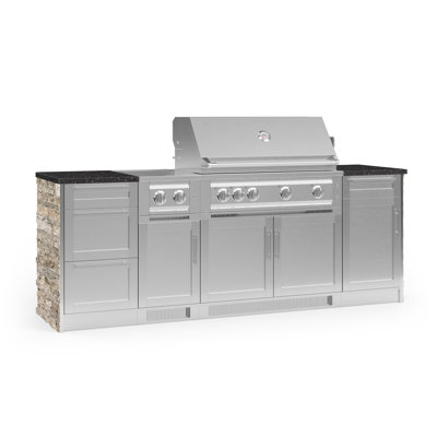 Outdoor Kitchen Signature Series 8 Piece Cabinet Set with 40 in. Natural Gas Platinum Grill -  NewAge Products, 68732