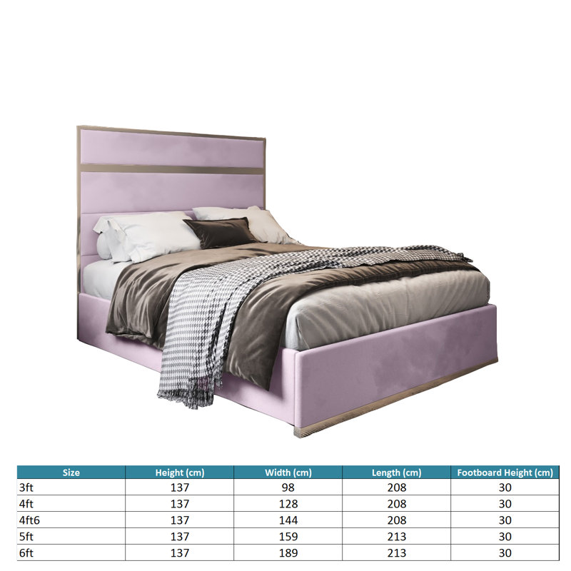 Mirosavka Upholstered Bed, Single (3'), Pink
