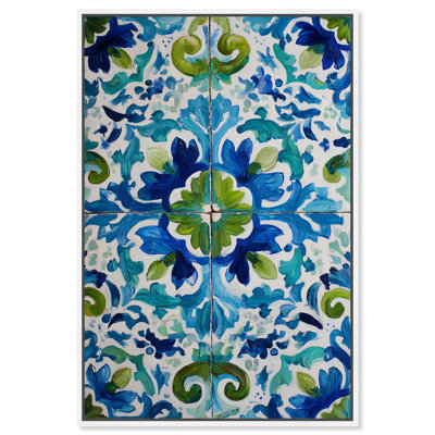 Lime Flourish Canvas Print Coastal Wall Art by Art Remedy, White Frame, 16 x 24