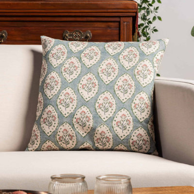 Floral Blue Throw Cushion