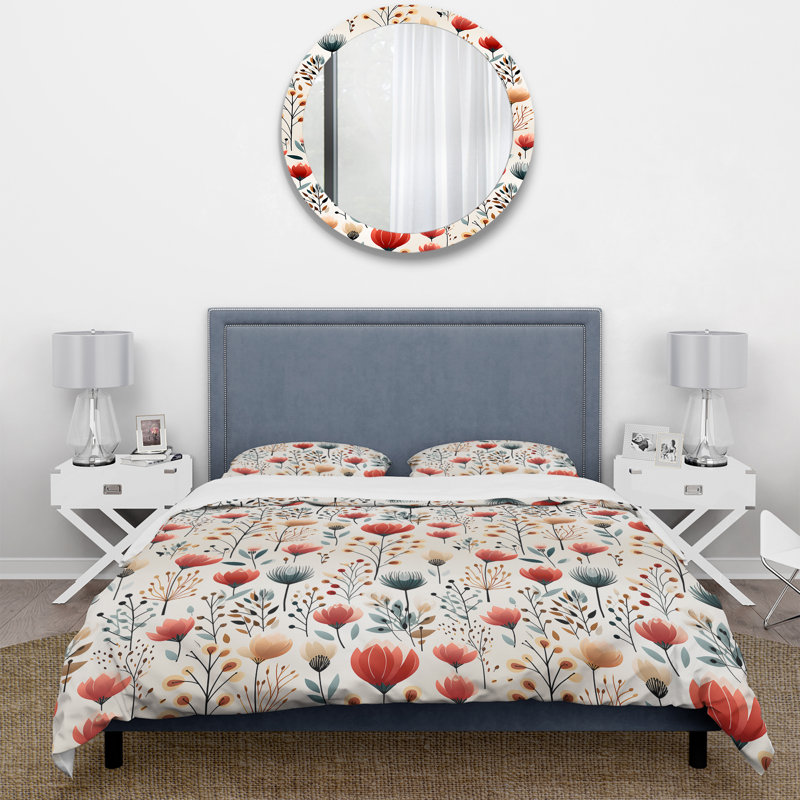 Literie florale minimaliste moderne et minimaliste I, Housse de couette pour très grand lit et 2 très