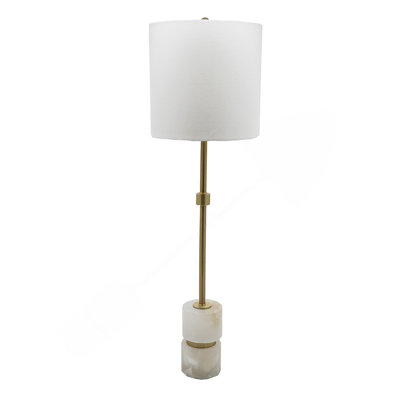 D10x34" Ipori Alabaster And Metal Buffet Lamp