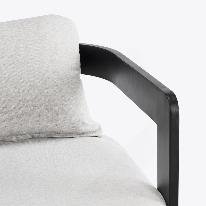 Tabouret de comptoir d'extérieur en aluminium, chaise de bar, structure noire avec coussin gris, ensemble de 4, 4