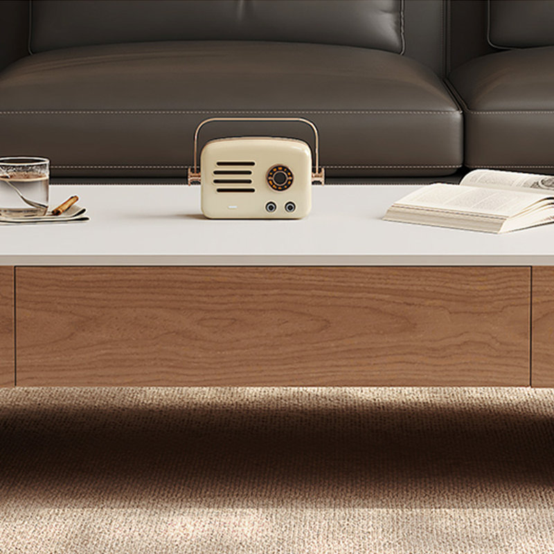 Minimalist rectangular coffee table, 13.8" H x 51.2" L x 27.6" W, White