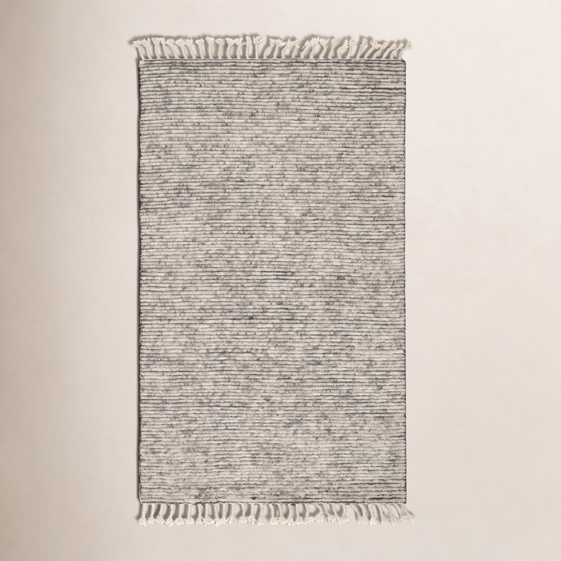 Shea Stripe Hand-Knotted Gray Area Rug, Rectangle 9' x 13'