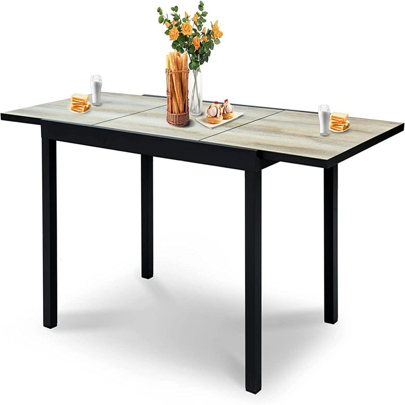 Lapish Rectangular Wood Metal Extendable Outdoor Dining Table , 70.9'' in. W 31.5'' in. D