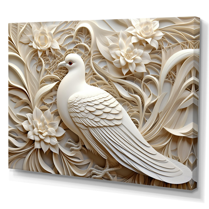Art mural sur toile colombe, reproduction paisible de l'oiseau blanc, H 34 po x l 44 po x P 1,5 po, Toile tendue