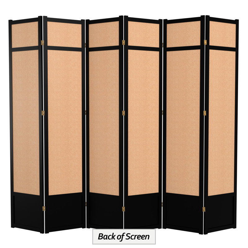 83.5" x 86" Jute Shoji 6 Panel Room Divider, Black, 6 Panel