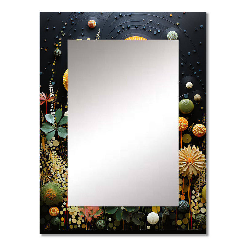 Orange Mid Century Natures Harmony II - miroir mural moderne Midcentury, grand miroir orange, impression d'art en métal